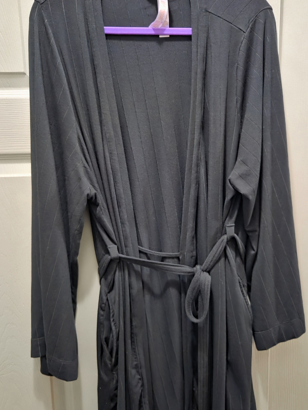 Open Front Belted FentyxSavage Pinstripe Robe